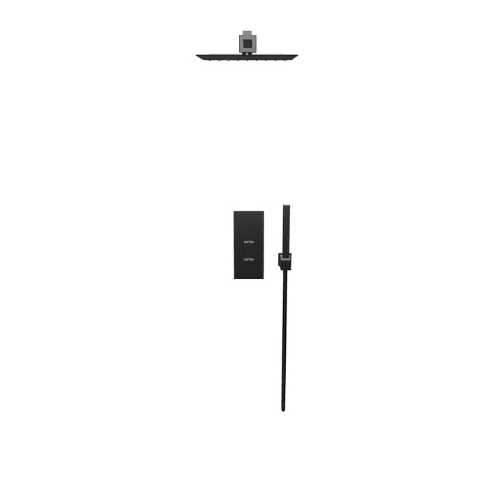 Black Triple Thermostatic Concealed Mixer Shower Kit with Wall Mounted 300mm Shower Head &amp; Handset
