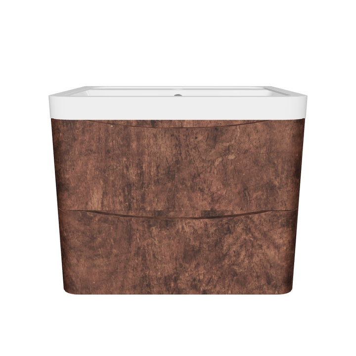 Baltimore 600mm Wall Hung Vanity Unit &amp; Basin - Chestnut