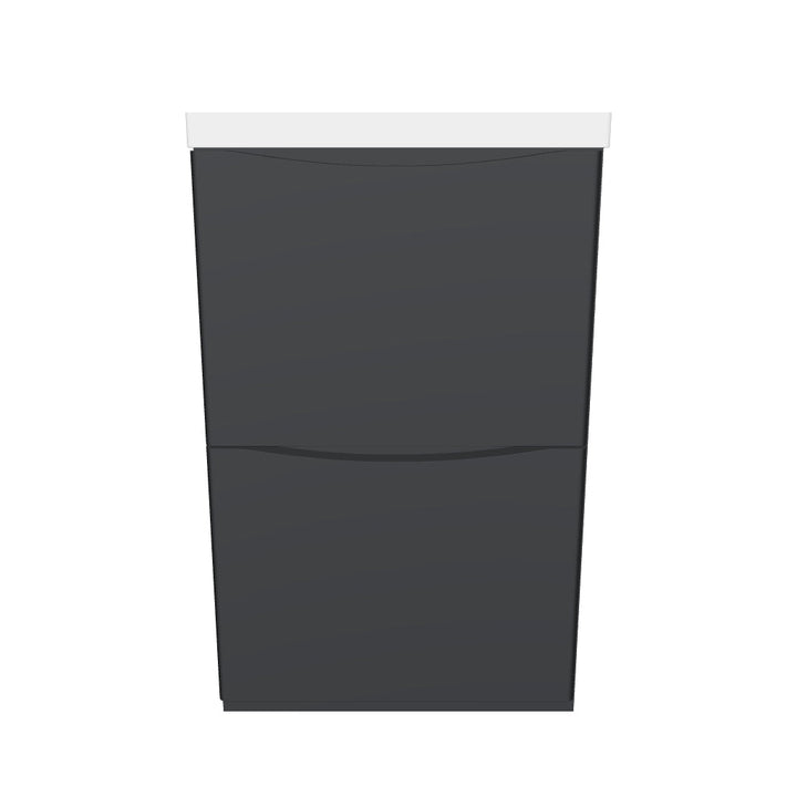 Happi 500mm Floor Standing 2 Drawer Vanity Unit &amp; Basin - Matt Grey Anthracite