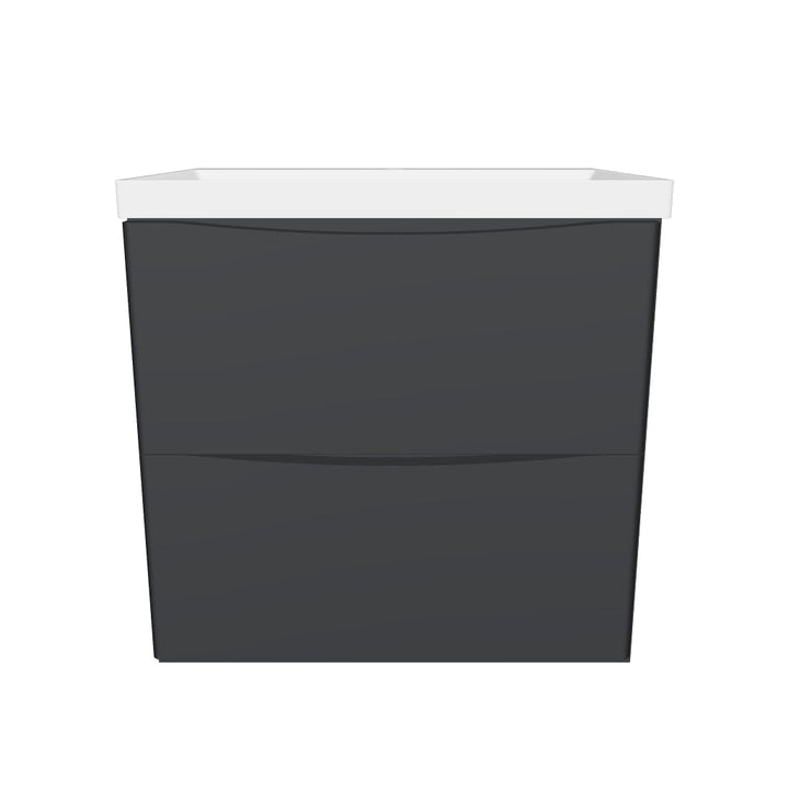 Happi 600mm Wall Hung Vanity Unit &amp; Basin - Matt Anthracite