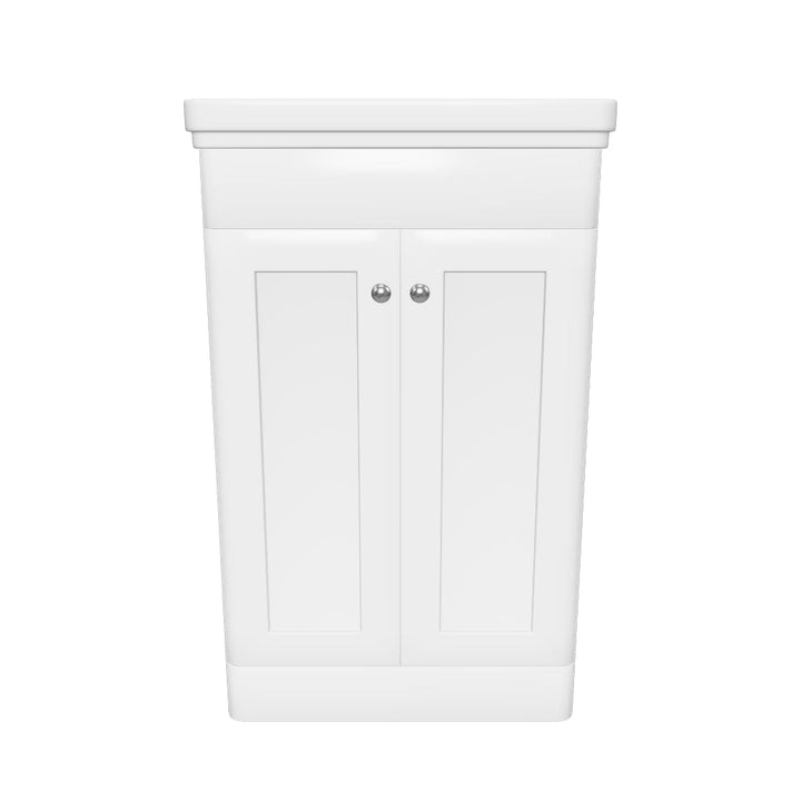 Nuie Classique 500mm Satin White Traditional Floor Standing 2-Door Unit &amp; Basin 1 Tap Hole