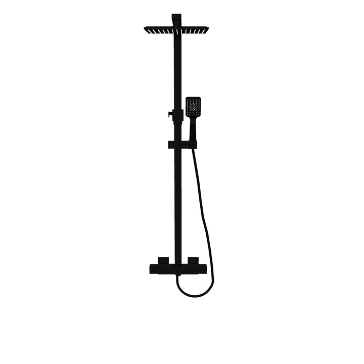 Eliseo Ricci Noir Cube Plus Thermostatic Rain Shower with Diverter - Black