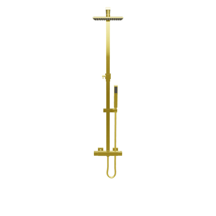 Eliseo Ricci Cube Plus Thermostatic Rain Shower with Diverter - Brushed Brass