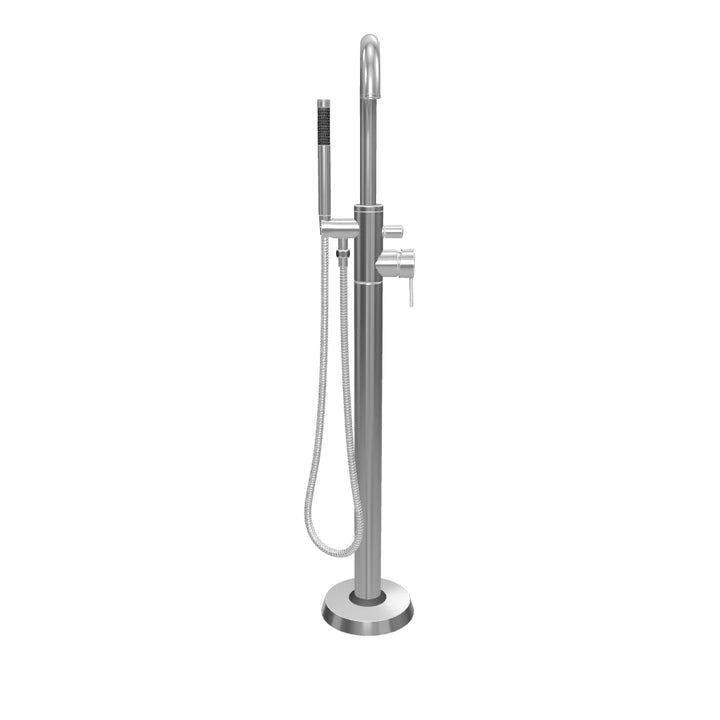 Eliseo Ricci Curve Floor Standing Bath Shower Mixer - Brushed Brass