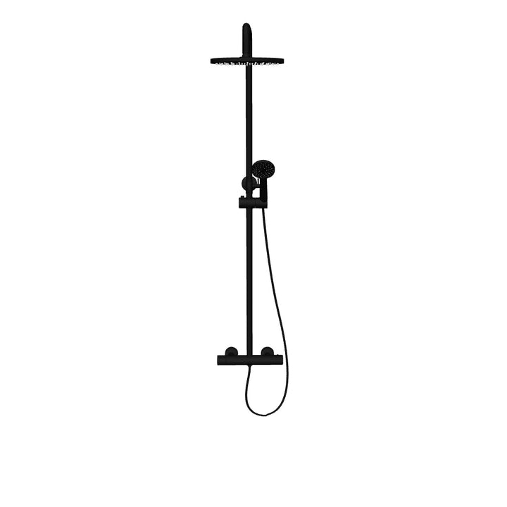 Eliseo Ricci Noir Curve Plus Thermostatic Rain Shower - Black