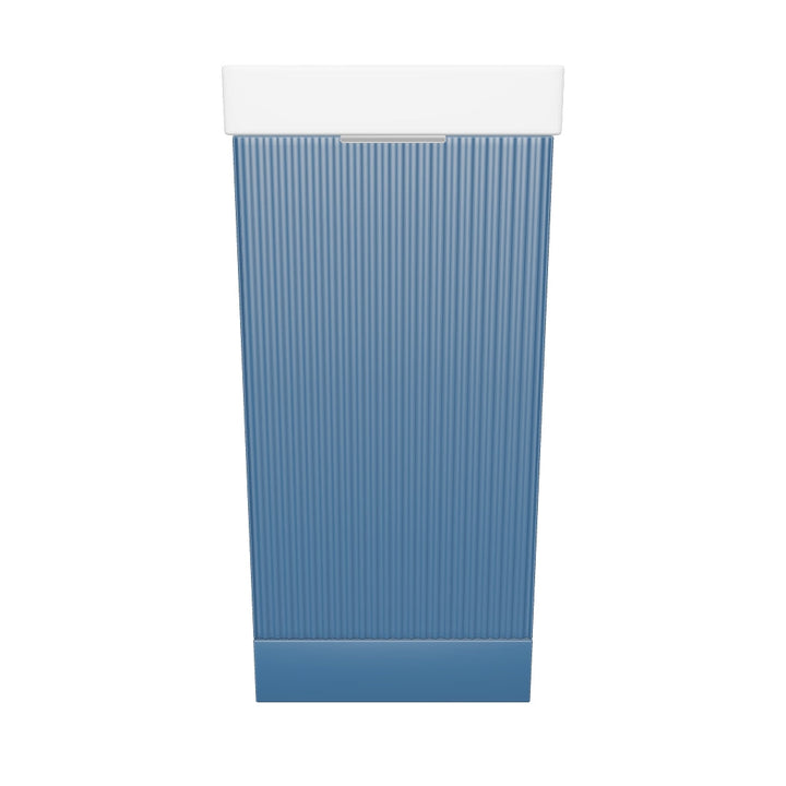 Hudson Reed Fluted 400mm Floor Standing Vanity Unit &amp; Basin - Satin Blue