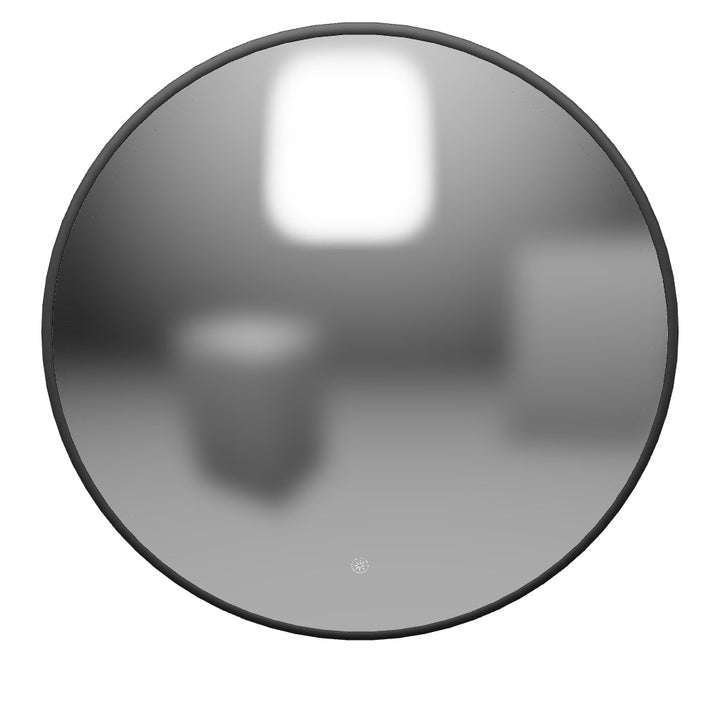Noir 600mm Round Black Frame Backlit Mirror with Colour Change