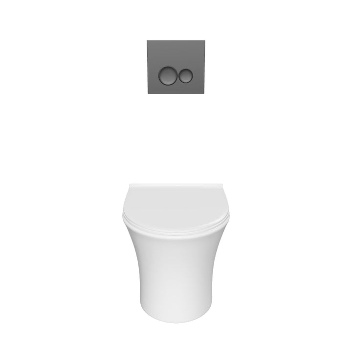 Munich Wall Hung Toilet &amp; SAN85 1.1m Wall Hung WC Frame Deal &amp; Black Flush Plate