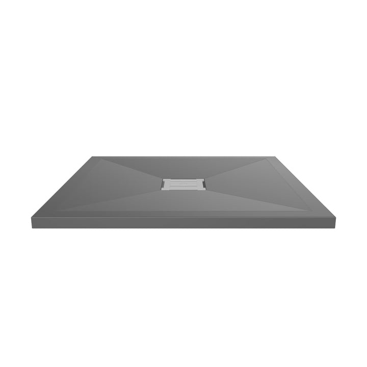 Nuie Pearlstone 800 x 800mm Slate Square Shower Tray - Grey