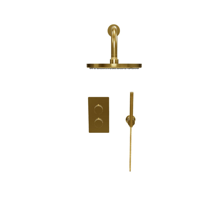 Eliseo Ricci Exclusiv Round Handle, Head &amp; Mounted Bracket Riser Shower - Brushed Brass