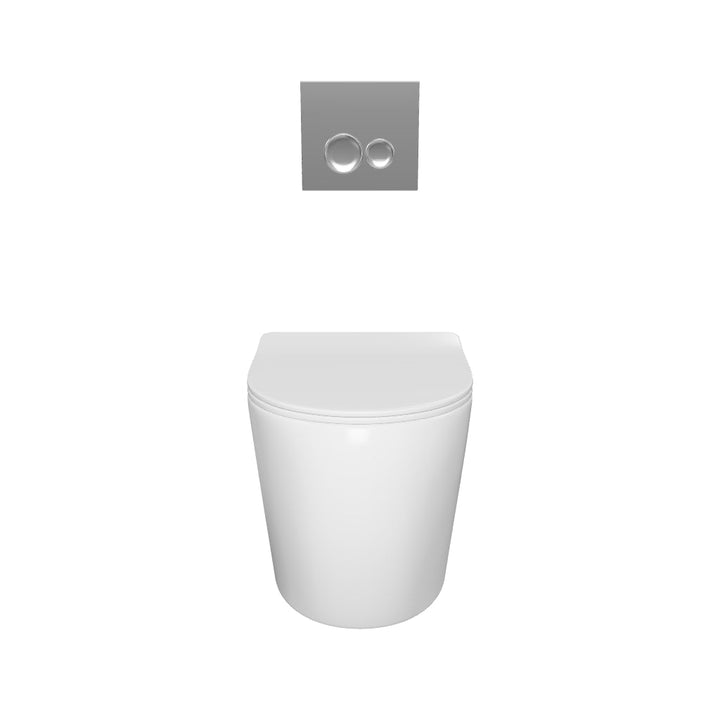 Remo Wall Hung Toilet &amp; SAN85 1.1m Wall Hung WC Frame Deal &amp; Chrome Flush Plate