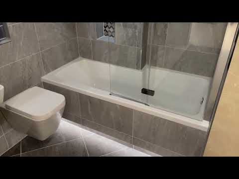 Linea 1700mm L-Shape Shower Bath, Front Panel &amp; Screen - Left Hand