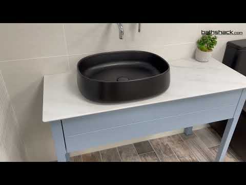 Olympia Paddle 500mm Counter Top Basin &amp; Click Clack Waste - Matt Black