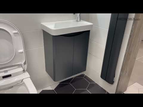 Happi 500mm Wall Hung Cloakroom Vanity Unit &amp; Basin - Matt Anthracite
