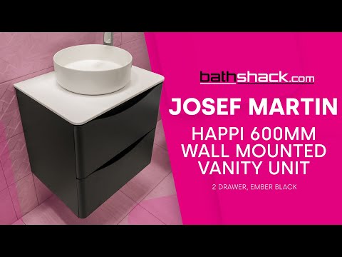 Josef Martin Happi 600mm Wall Hung 2 Drawer Vanity Unit &amp; Worktop - Ember