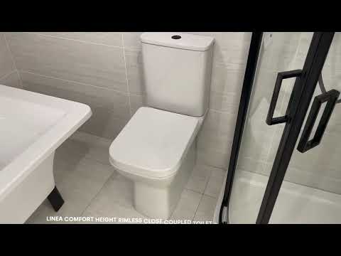 Linea Comfort Height Rimless Close Coupled Toilet with Cyclone Flush &amp; Soft Close Seat
