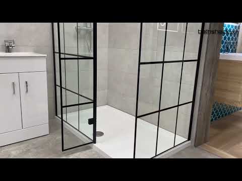 Hudson Reed 300mm Wetroom Swing Screen - Matt Black WRSF030H