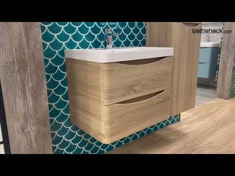 Baltimore 600mm Wall Hung Vanity Unit &amp; Basin - Bardolino Oak