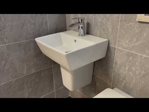 Linea Square 1 Tap Hole Basin &amp; Semi Pedestal - 450mm