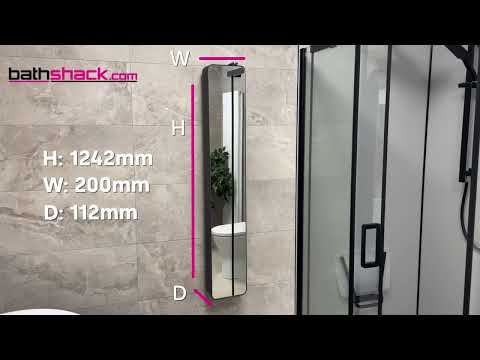 Croydex Arun Tall 1200mm Pivoting Mirror Cabinet - Matt Black