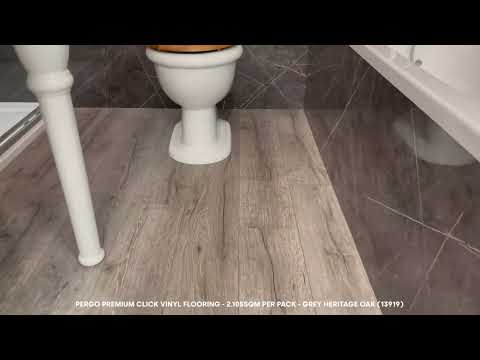 Pergo Premium Click Vinyl Flooring - 2.105sqm per pack - Grey Heritage Oak
