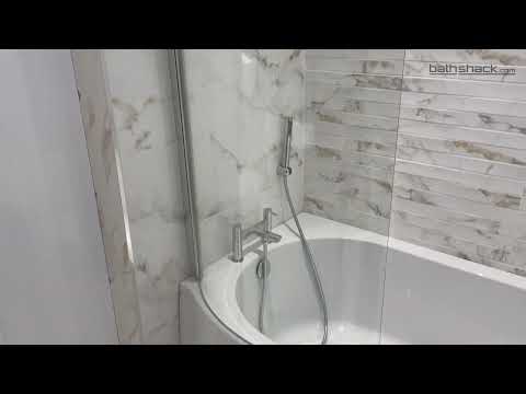 Ari 1700 x 700mm P-Shape Shower Bath, Panel &amp; Screen - Left Hand