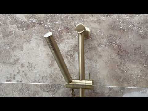 Eliseo Ricci Exclusiv Round Handle, Head &amp; Mounted Bracket Riser Shower - Brushed Brass