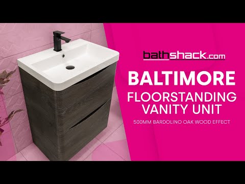 Baltimore 600mm Floor Standing Vanity Unit &amp; Basin - Graphite Oak
