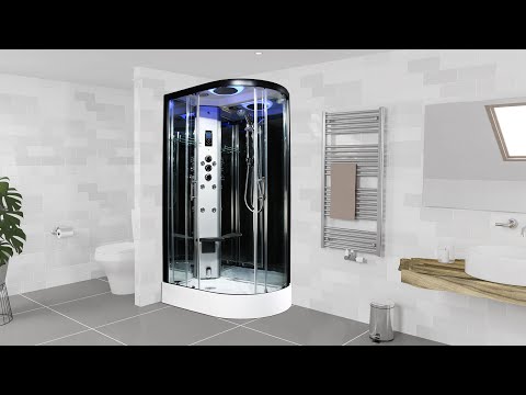 Insignia Premium 1200 x 800mm Quadrant Steam Shower Enclosure with Black Frame - Left Hand