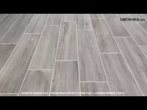 Alberto Grigio 22.5 x 90cm Wood Effect Floor Tile - 1.42sqm perbox