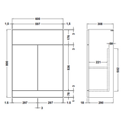 650mm Ikoma Unit and Basin - Halifax - Technical drawing