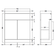 750mm Ikoma Unit and Basin - Halifax - Technical drawing