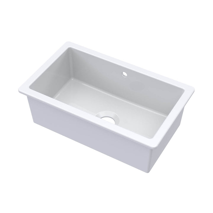 Nuie 762x457x254mm Inset or Undermount Sink with 90mm Central Waste &amp; Overflow - White