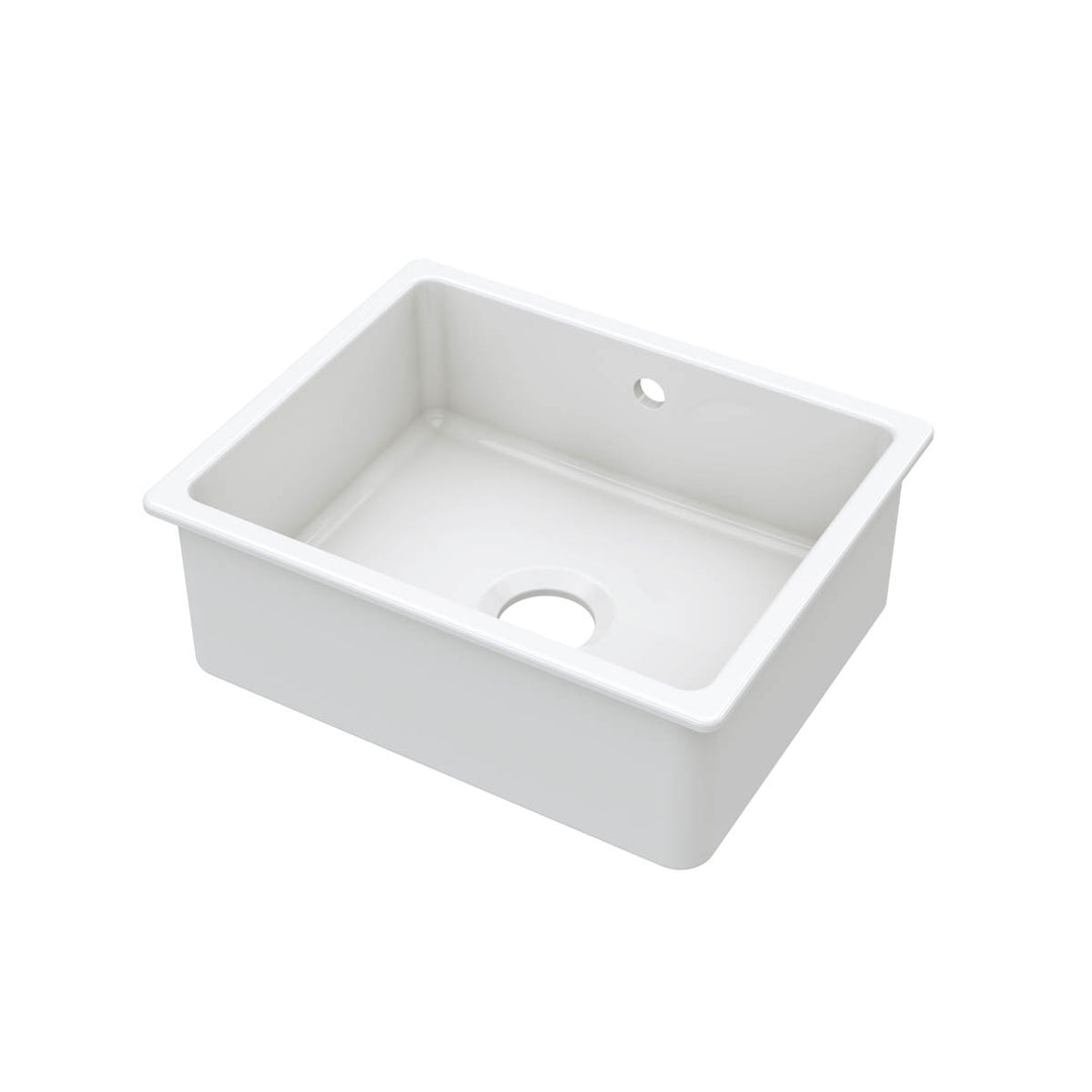 Nuie 548x442x197mm Inset or Undermount Sink with 90mm Central Waste & Overflow - White