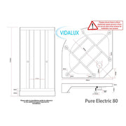 Vidalux Pure Electric 800mm Shower Cabin Black - Standard 8.5KW - Technical drawing