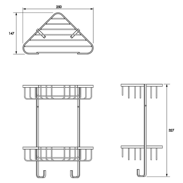 Croydex Stainless Steel Medium Two Tier Corner Basket