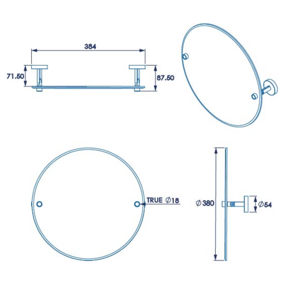 Croydex Pendle Mirror - Technical drawing