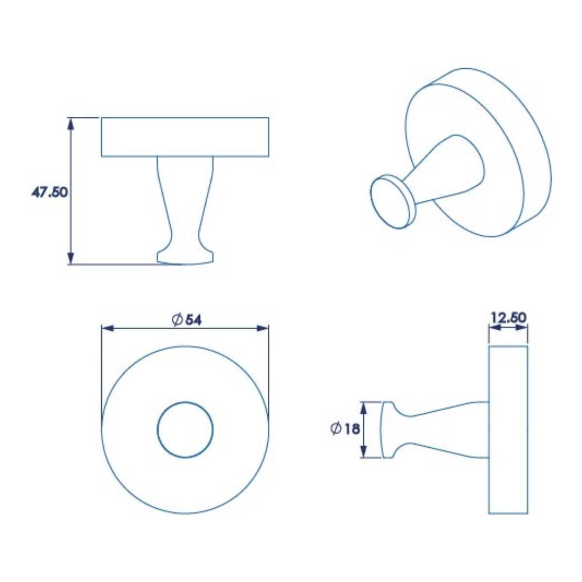 Croydex Pendle Robe Hook - Technical drawing