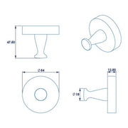 Croydex Pendle Robe Hook - Technical drawing