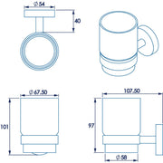 Croydex Pendle Tumbler & Holder - Technical drawing