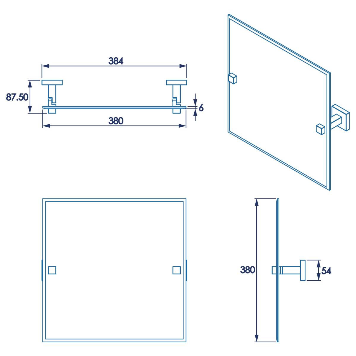 Croydex Chester Mirror - Technical drawing