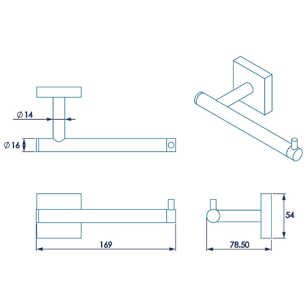 Croydex Chester Toilet Roll Holder - Technical drawing