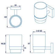 Croydex Chester Tumbler & Holder - Technical drawing