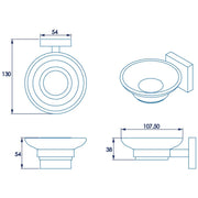 Croydex Chester Soap Dish & Holder - Technical drawing