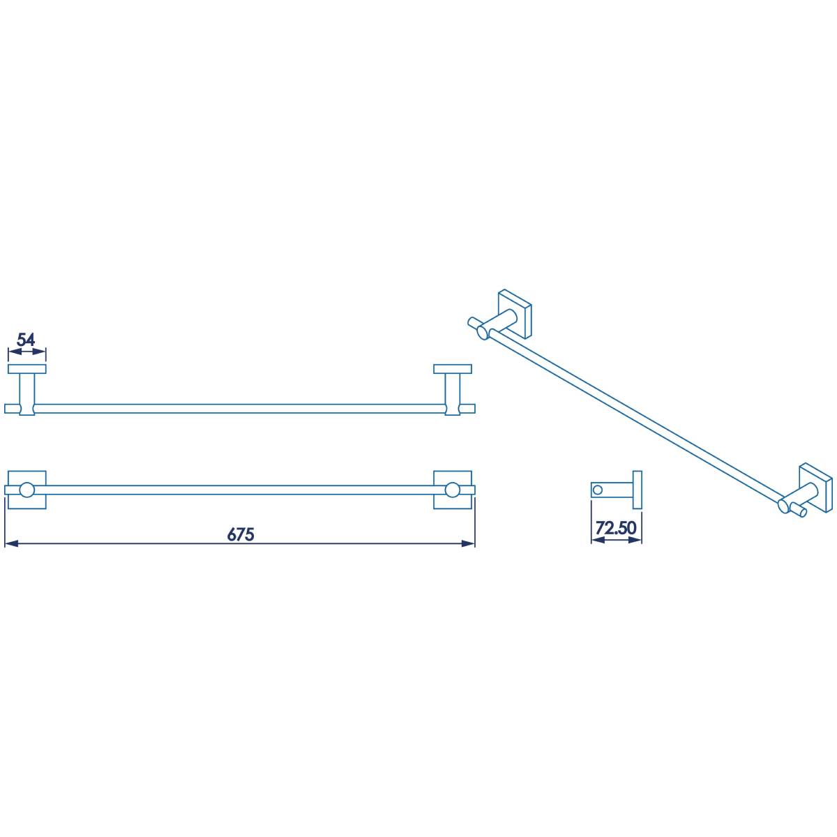 Croydex Chester Towel Rail - Technical drawing