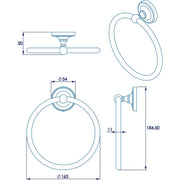 Croydex Worcester Towel Ring - Technical drawing