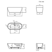 Viktor Benson Quito Maxi 1800mm Freestanding Double Ended Bath - Technical drawing