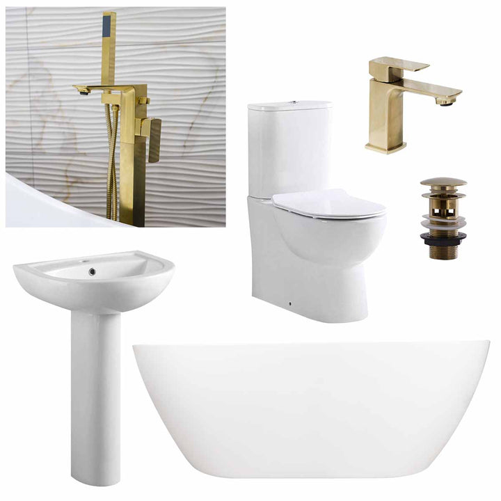 Quito Complete Freestanding Bath Suite - Brushed Brass