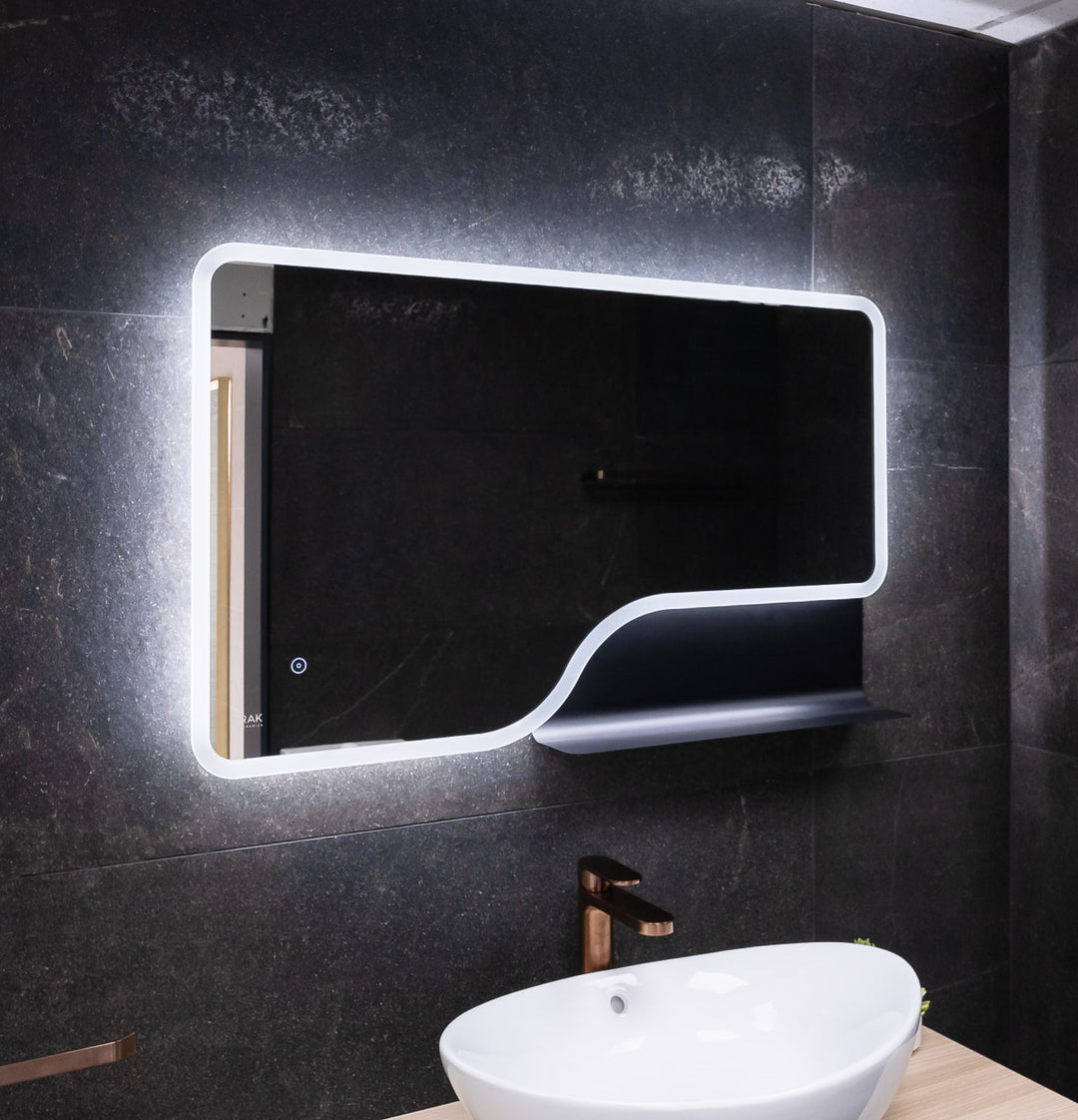 RAK Ornate 600mm x 1000mm LED Illuminated Bathroom Mirror with Demister - Matt Black