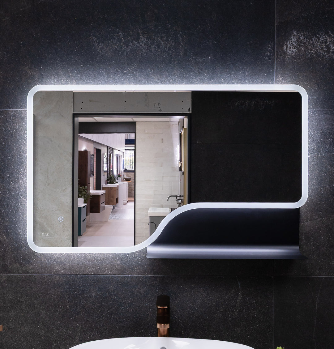 RAK Ornate 600mm x 1000mm LED Illuminated Bathroom Mirror with Demister - Matt Black